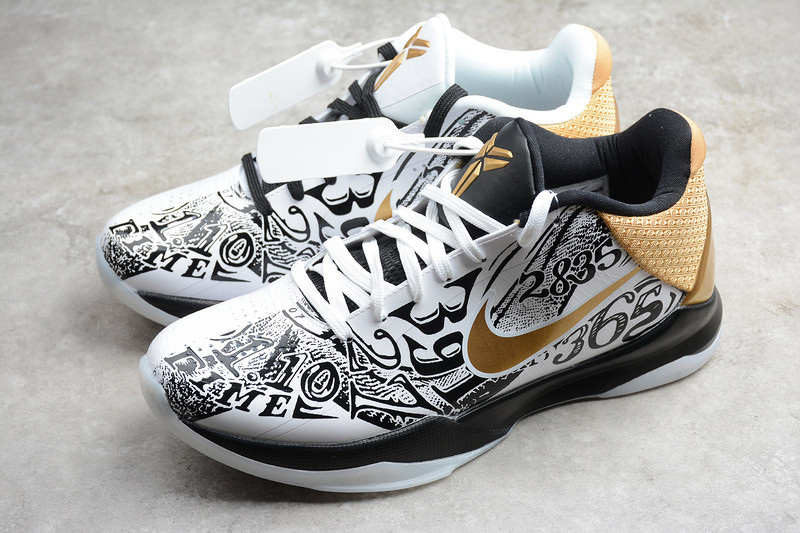 NIKE ZOOM KOBE V PROYRO BLACK MONTH WHITE GOLD CT8044-100
