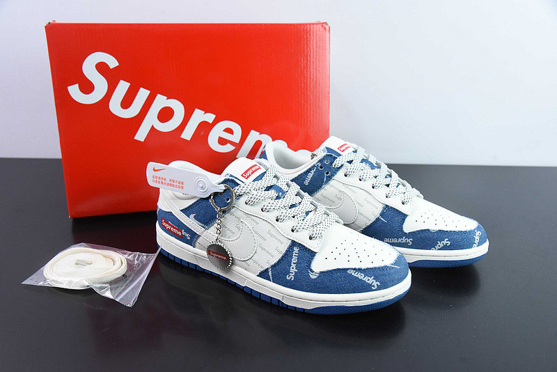 Nike SB Dunk Low Supreme Denim Blue Off White Red FC1688-194